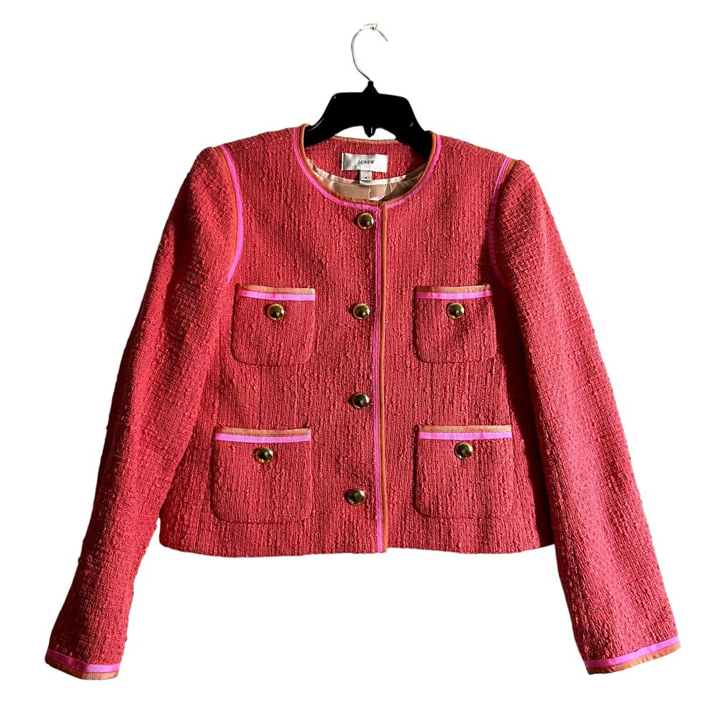 J. Crew Factory Raspberry Blazer With Gold Accents - image 1